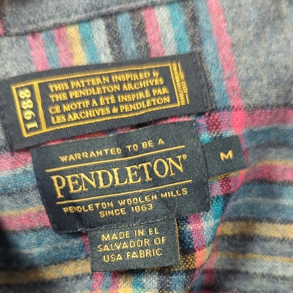 Pendleton Plaid Flannel Wool Shirt Blue M hipster western casual coastalcore - Picture 4 of 5